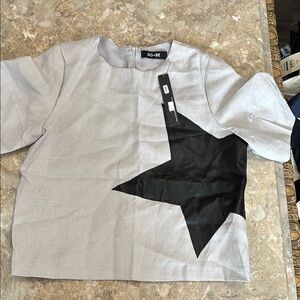 DO+BE Gray and Black Star Graphic Blouse